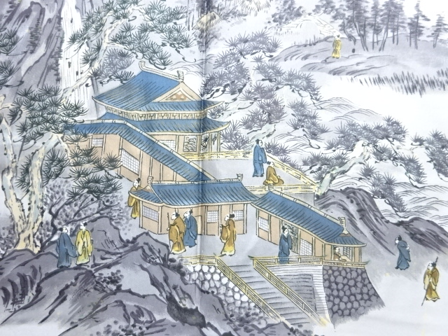 JAPANESE KIMONO / ANTIQUE HISTORICAL FIGURES / LANDSCAPES PATTERN / IN
